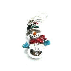 Brighton Christmas Snowman Top Hat Holiday Frosty Silver Snap Charm NWOT